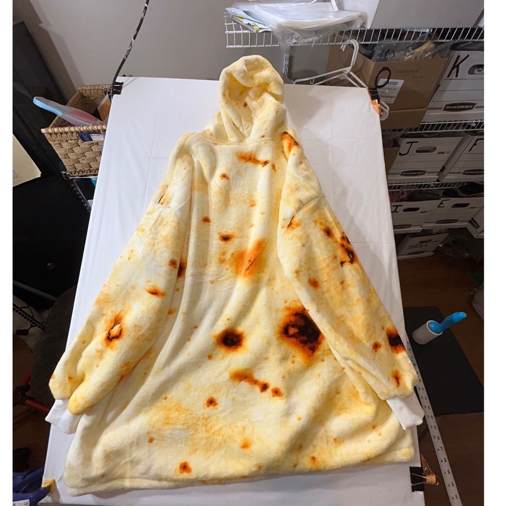 Burrito Tortilla Blanket Hoodie Oversized Fleece Wearable Blanket One Size